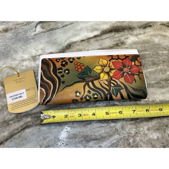 Anuschka Women's Wallet Floral Leopard Tiger Design Trifold Credit Bills Coins - Picture 4 of 11